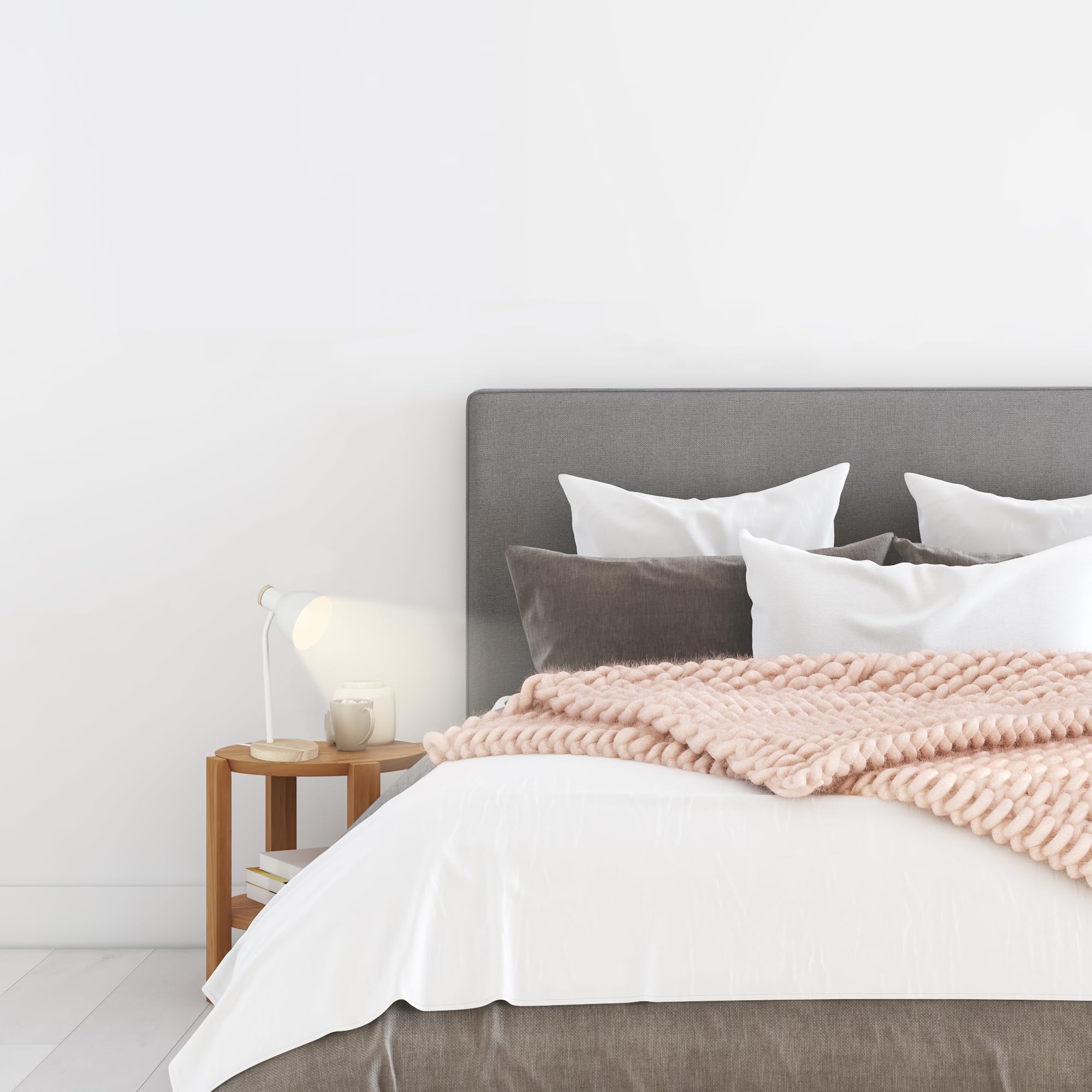 BRILONER - Nachttischlampe mit Kabelschalter, schwenkbar, E14, max. 10W, Tischlampe, Lampe, Schreibtischlampe, Tischleuchte, Bürolampe, Leselampe Bett, Leselicht, 14x38 cm, Weiß-Holz