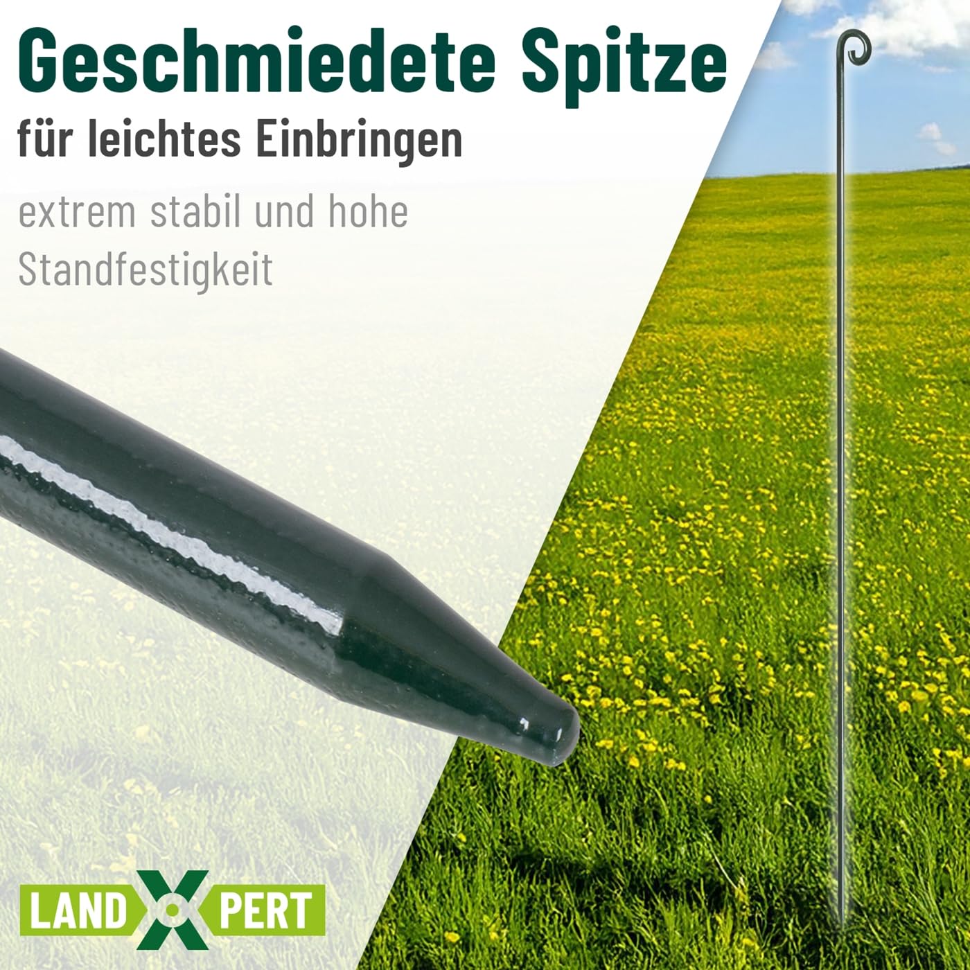 10x Metallpfahl 140cm mit Ringelöse für Netze Begrenzungszäune Absperrung