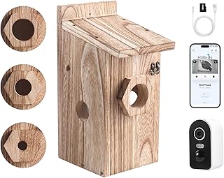 Nistkasten mit 4MP Kamera WLAN, Vogelhaus zum Aufhängen Wetterfest, 2,4 G WiFi & App Benachrichtigung, Video/Fotoaufnahme & Bewegungserkennung, Beobachten des Vogellebens, Nachtsicht, Zweiwege Audio,D