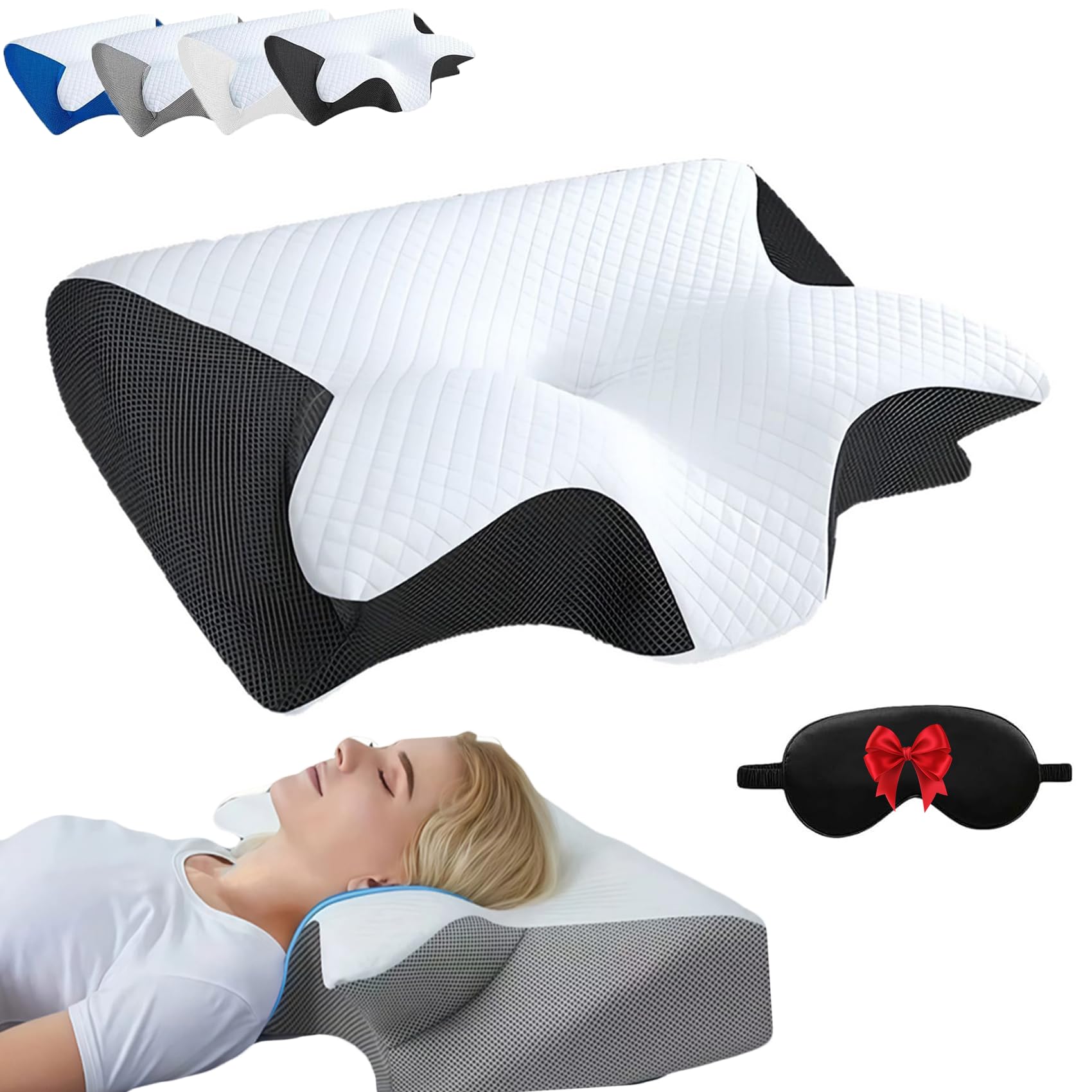 Generisch Kissen Original, Pillow, Ergonomisches, OrthopäDisches Nackenkissen Aus Memory-Schaum – Bietet UnterstüTzung FüR Seiten-, RüCken- Und Bauchlage, Waschbar (Black)