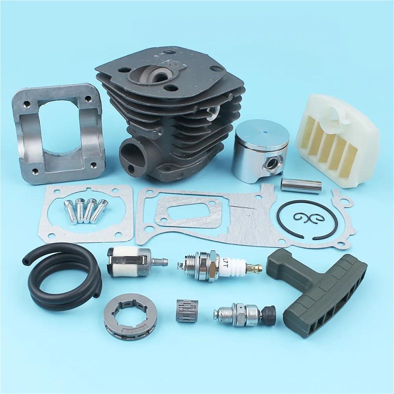 Kit De Juntas De Cárter De Motor De Pistón De Cilindro De 44 Mm para Motosierra para Jonsered CS 2141, 2145, 2149, 2150 Y 2152, con Revestimiento Nikasil. Más Piezas De Reparación.