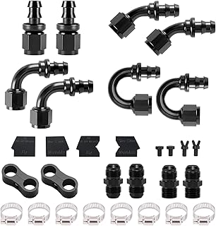 6AN Push Lock Fitting Kits AN6 Hose End Fitting Kits With Hose Separator Clamp & 6AN Flare to AN6 ORB Male Adapter, Leak-Proof Aluminum
