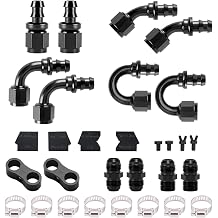 8AN Push Lock Fitting Kits, 0 45 90 180 Degree Fittings with AN8 Male to Male Coupler & 8AN Male Flare to 3/8" NPT fittings & AN Wrench Protector for NBR Rubber Push Lock Hose