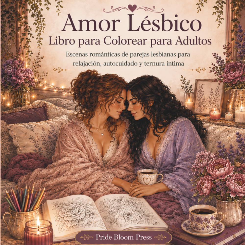 Amor Lésbico: Libro para Colorear para Adultos: Escenas románticas de parejas lesbianas para relajación, autocuidado y ternura íntima