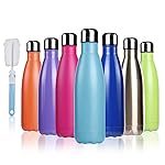 BOGI 17oz Insulated Water Bottle Double Wall Vacuum Stainless Steel Water Bottles, Leak Proof Metal Sports Water Bottle Keeps Drink Hot and Cold - Perfect for Outdoor Sports Camping Biking (Green)