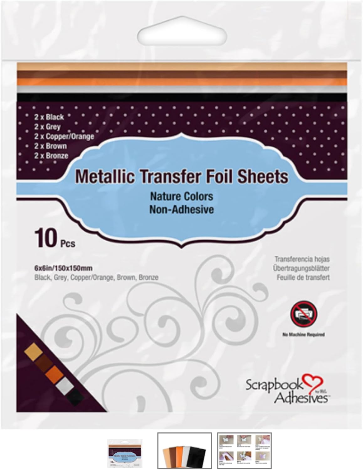 Craft Metallic Transfer Foil Sheets Nature Colors - 5 colors/10 sheets 6 X 6