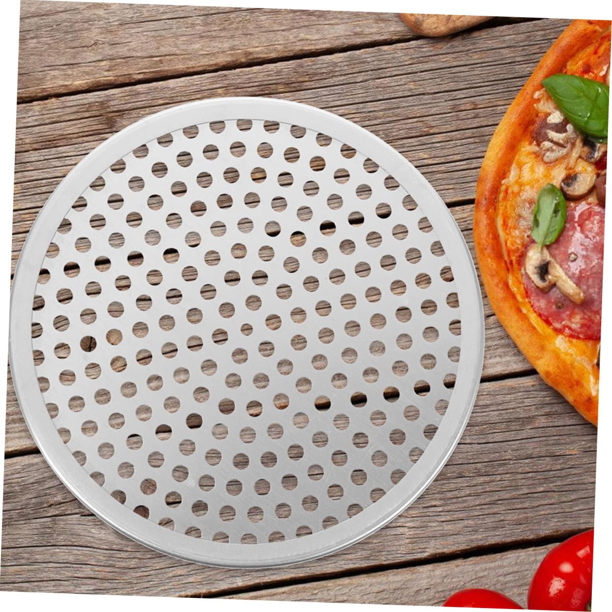 Runde Haushaltspizzapfanne aus Aluminiumlegierung mit Glatter Beschichtung und Perforiertem Design nicht Verformbar zum Backen von Knuspriger Pizza