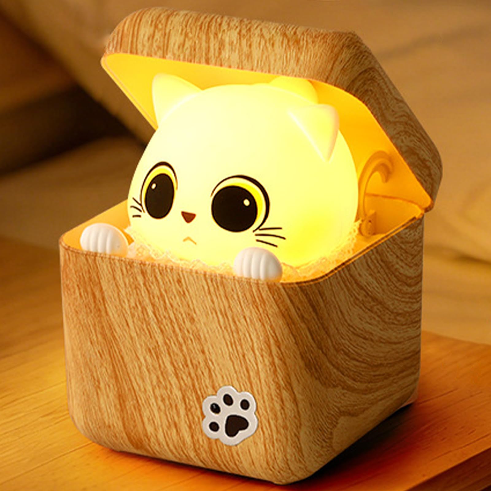 Veilleuse intelligente avec de chats timides et luminosité réglable, lampe de chevet pour les yeux, adaptée à la chambre d ' enfant, jolie lampe de nuit en forme de chat