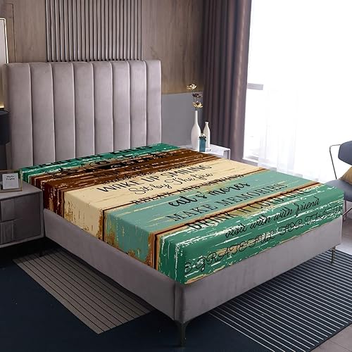 Miniatura 3 de Erosebridal Sábanas rústicas de granja, sábanas de camping feliz, juego de sábanas para decoración de cámper para niños, adolescentes, mujeres,