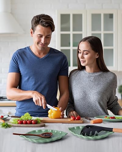 Vista 47 de Soporte para cuchara grande de cerámica, 6.2 x 5.2 pulgadas, resistente al calor, antiadherente, para estufa, acabado brillante, apto para Azure-1