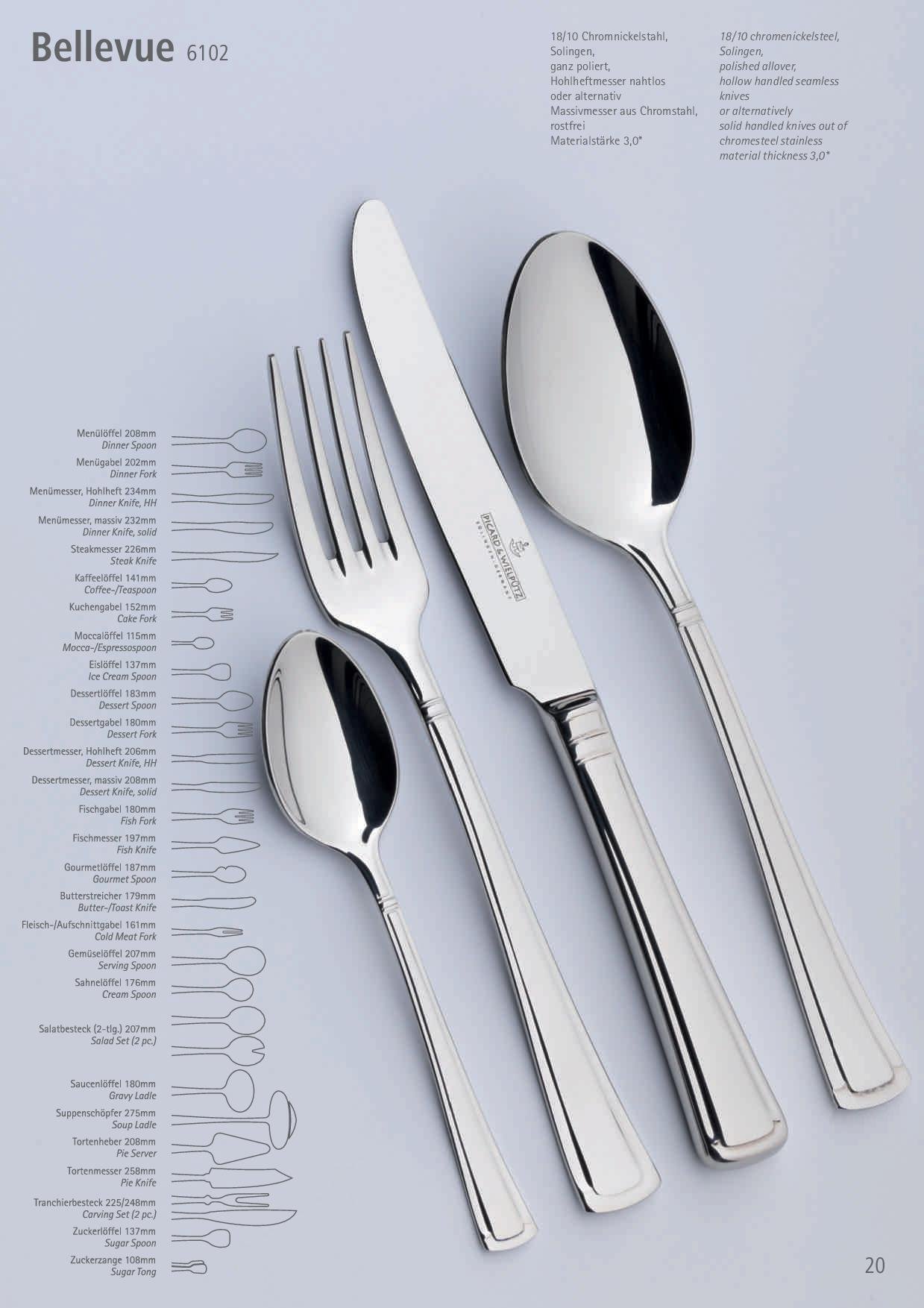 Fourchette à dessert Bellevue de Picard & wiel Pütz, Sans décoration, silber, Lot de 6