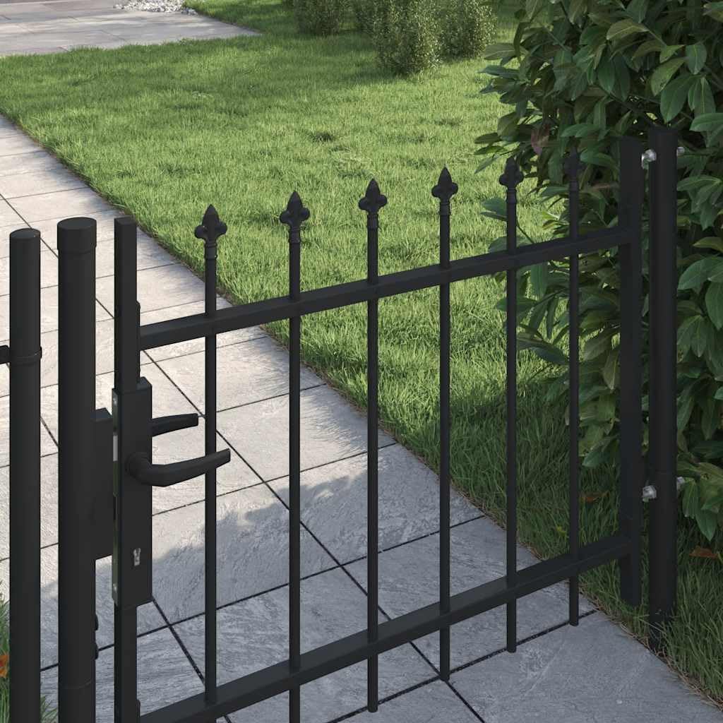 Puerta Cerca Jardin 100x75 cm Acero Punta Lanza | Revestimiento en polvo antioxidante, bisagra con bloqueo rapido, incluye postes y 3 llaves