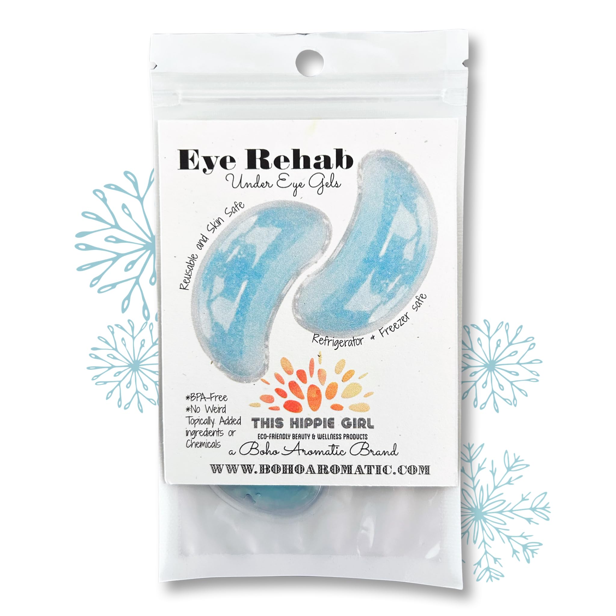 Boho Aromatic THIS HIPPIE GIRL Eye Rehab Under Eye Gels, Reusable Puffy Eye Pads for Depuffing and Cold Therapy, Set of 2