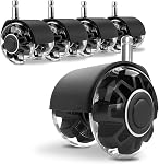 Office Chair Wheels Casters Set of 5 - Heavy Duty Silent Rollers for Hardwood Floors & Carpet, 10x22mm FIT 1KEA,Non-Marring Black Chair Casters with Dual-Bearing Design