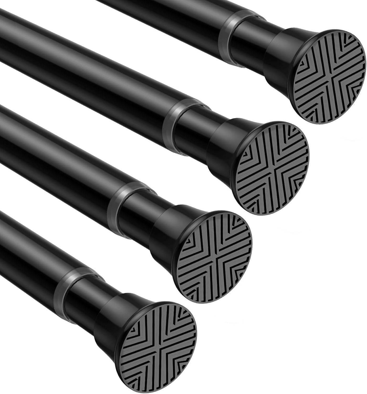 Shower Curtain Rod 31 To 76 Inch,Black Tension Curtain Rod 7/8" Diameter Spring Loaded Curtain Rods No Drilling Shower Rods For Bathroom,Window,Kitchen,Closet,4pcs