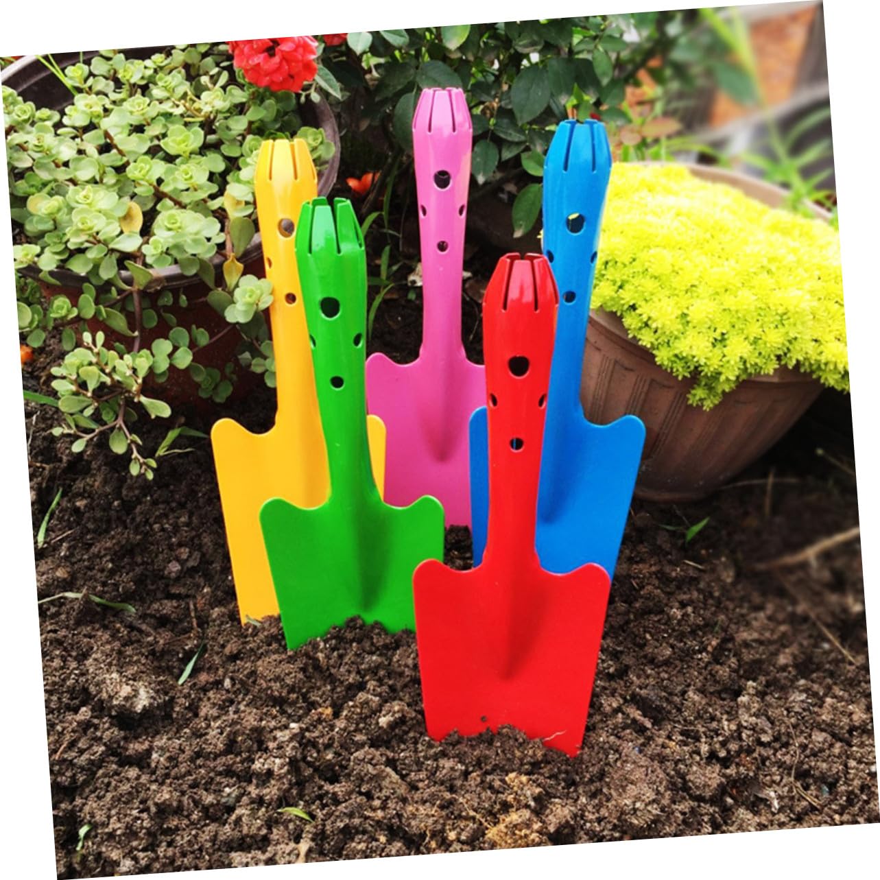 5 Stück Kleine Gartenschaufel aus Eisen für Pflanzen und Blumen | Leichtes Gartenwerkzeug, Tragbar zum Umpflanzen und Jäten, für Gemüsebeete und Blumenpflege im Alltag