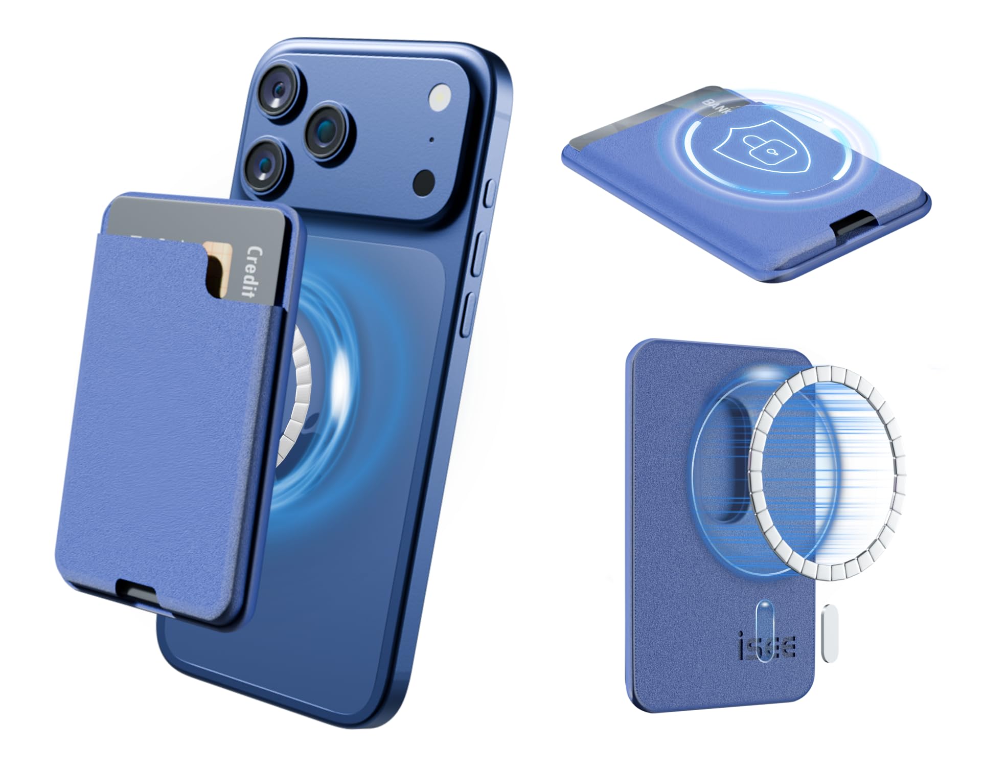 isee Magnetic MagSafe Wallet for iPhone 17/16/15/14/13/12, Slim 2-Card Holder with RFID Blocking, Strong Magnetic Phone Wallet, MagSafe Sticker