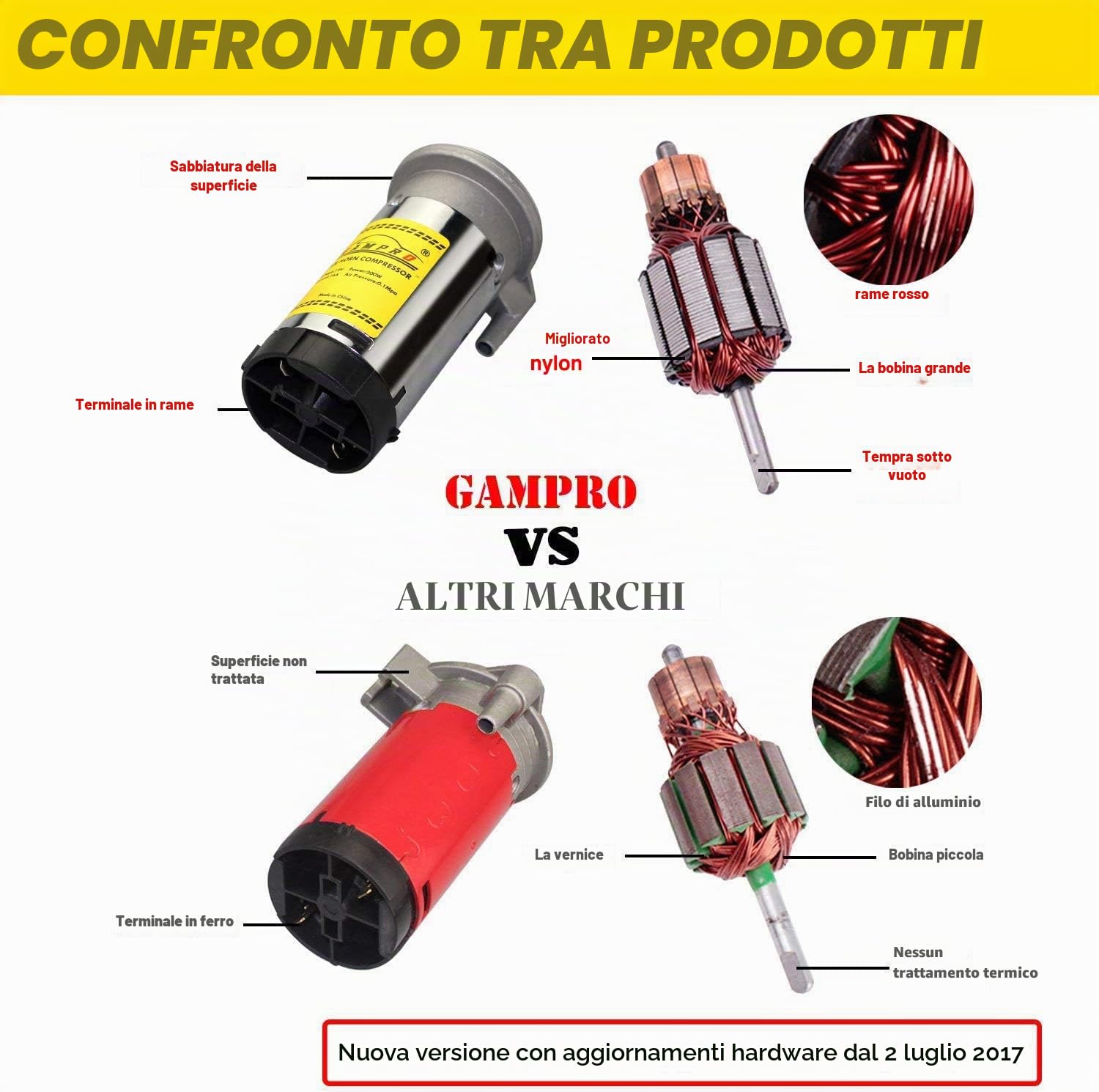GAMPRO 12V 150dB Air Horn, 45cm Chrome Zinc Single Trumpet Air Horn con compressore per qualsiasi 12V Veicoli Camion Lorrys Treni Barche Automobili