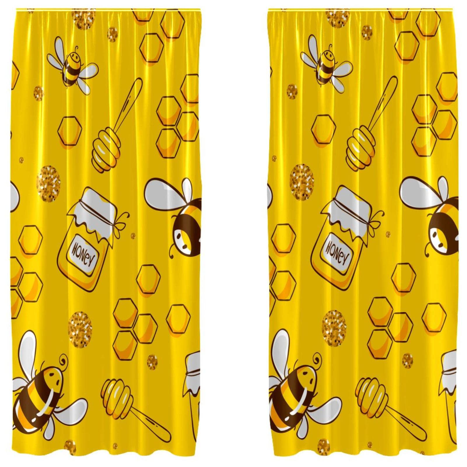 Rideaux occultants jaune 140x213 cm en microfibre, lot de 2