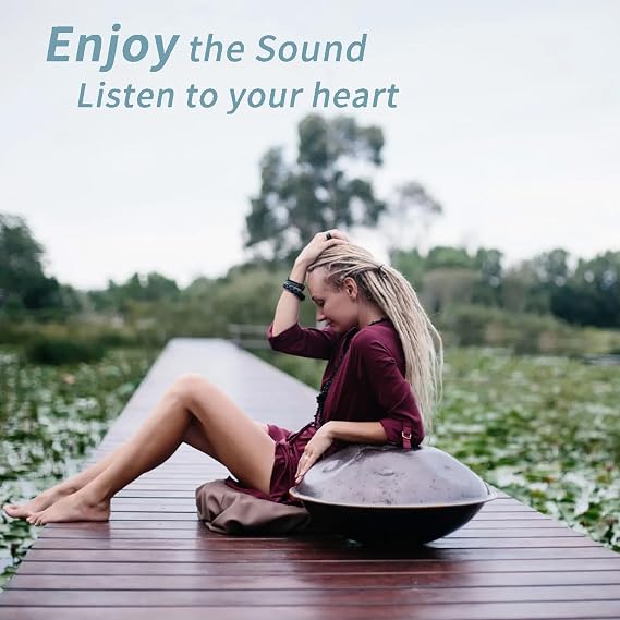 Handpan Drum, 22 Inch 9/10/12 Notes Steel Percussion Instrument Drum For Entertainment Meditation Yoga Zen Gifts, 432Hz/440Hz Tongue Drum Set With Tripod ( Size : 432Hz , Color : BLACK_10 NOTES )