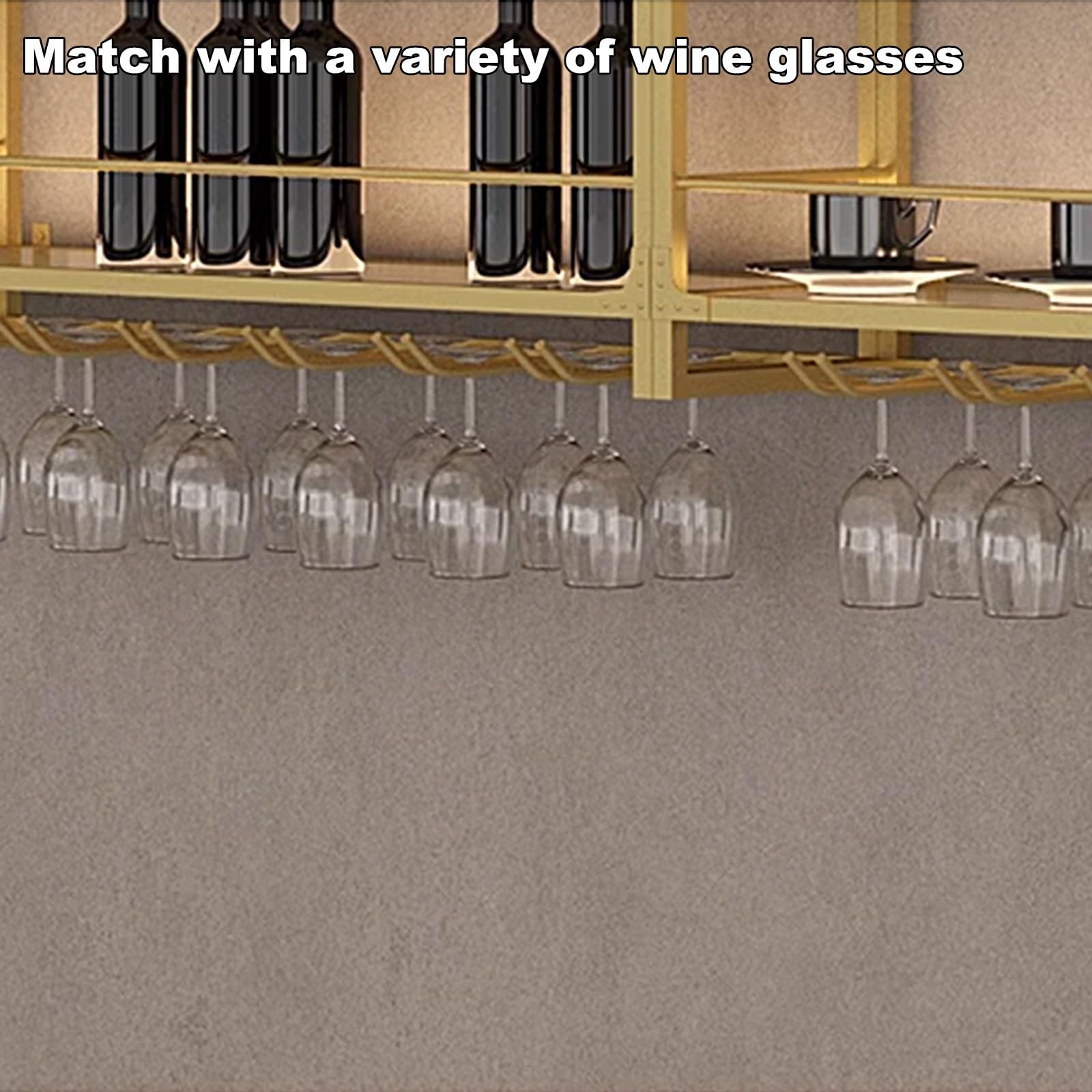 Botellero Vino Pared Industrial Botellero de Hierro, Botellero Vintage Simple de Pared, Botellero Pared Negro con Soporte para Copas de Vino y Luz Led(100 * 25 * 58cm)
