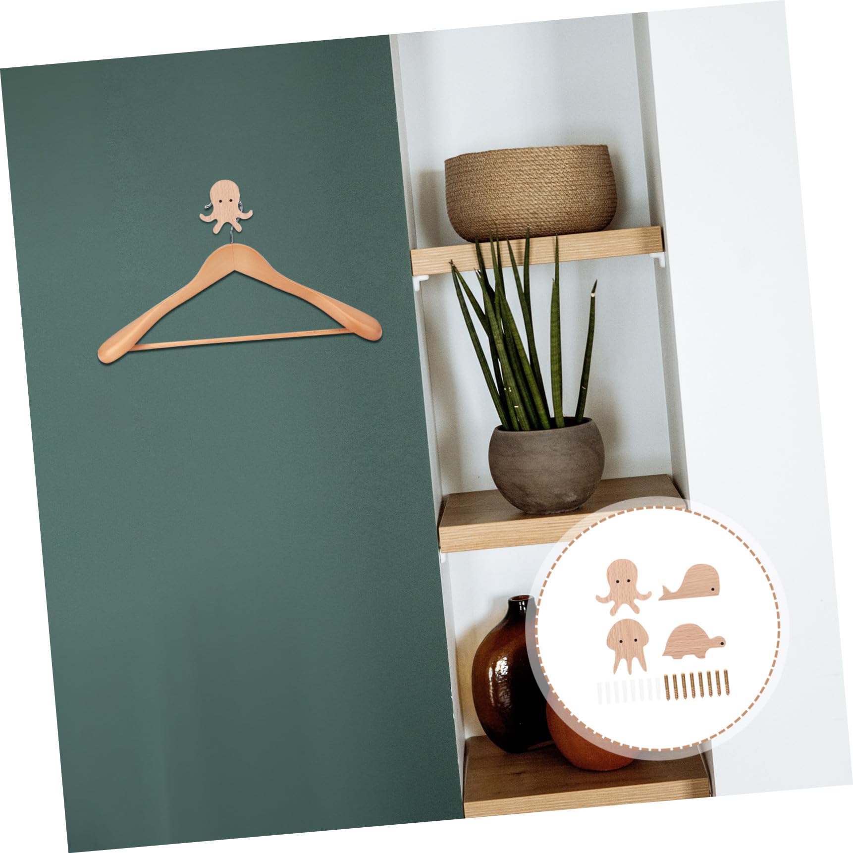 ULTECHNOVO 3sets Ganci Appendini Murali Multifunzionali Quercia Per e Abbigliamento Ganci Decorativi Forma Animali Per Cameretta Facili Da Installare e Resilienti