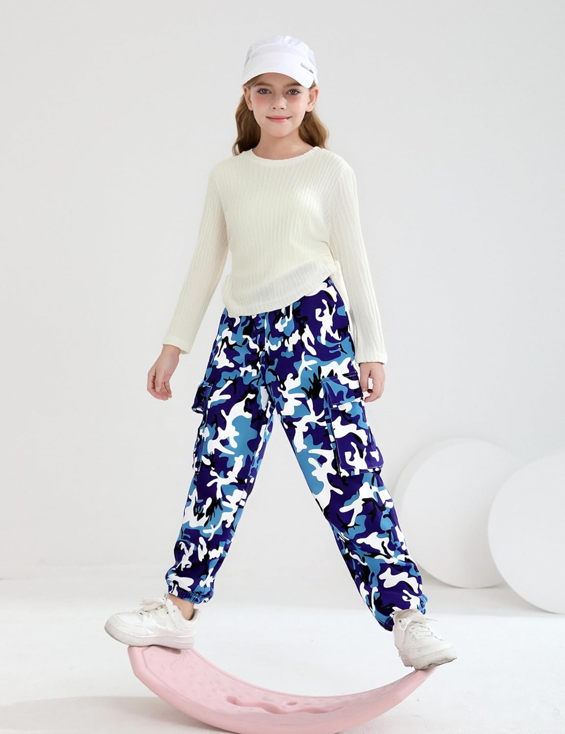 mksodop Girls Clothes Ruched Drawstring Short Sleeve Knit Top and Camo Print Pants 2 Piece Girls Outfits - Image 3