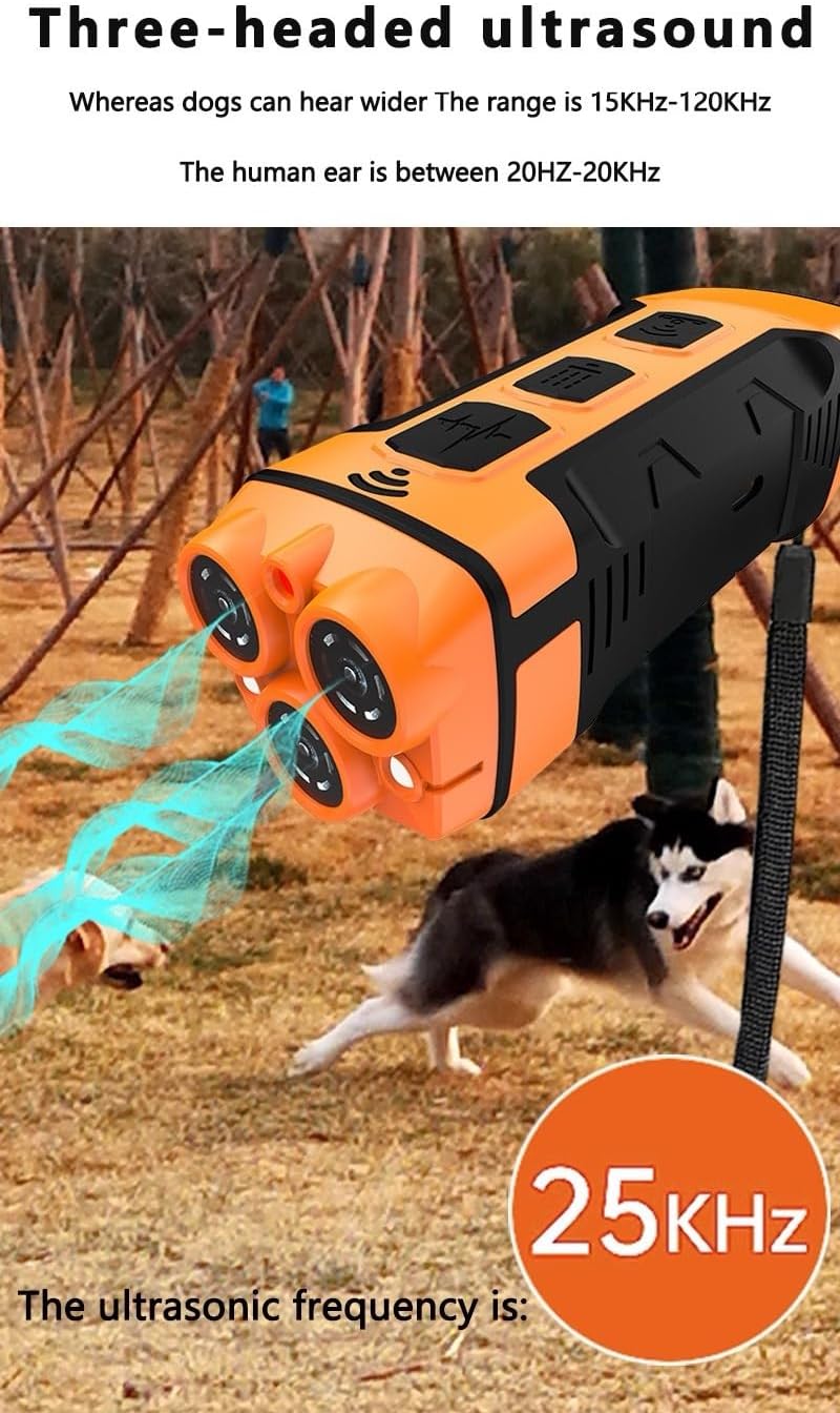 Anti-Bark Device, Dual Light Strobe with 3 Adjustable Modes, 33ft Ultrasonic Dog Bark Deterrent, Rechargeable Dog Training Tool to Stop Barking & Biting