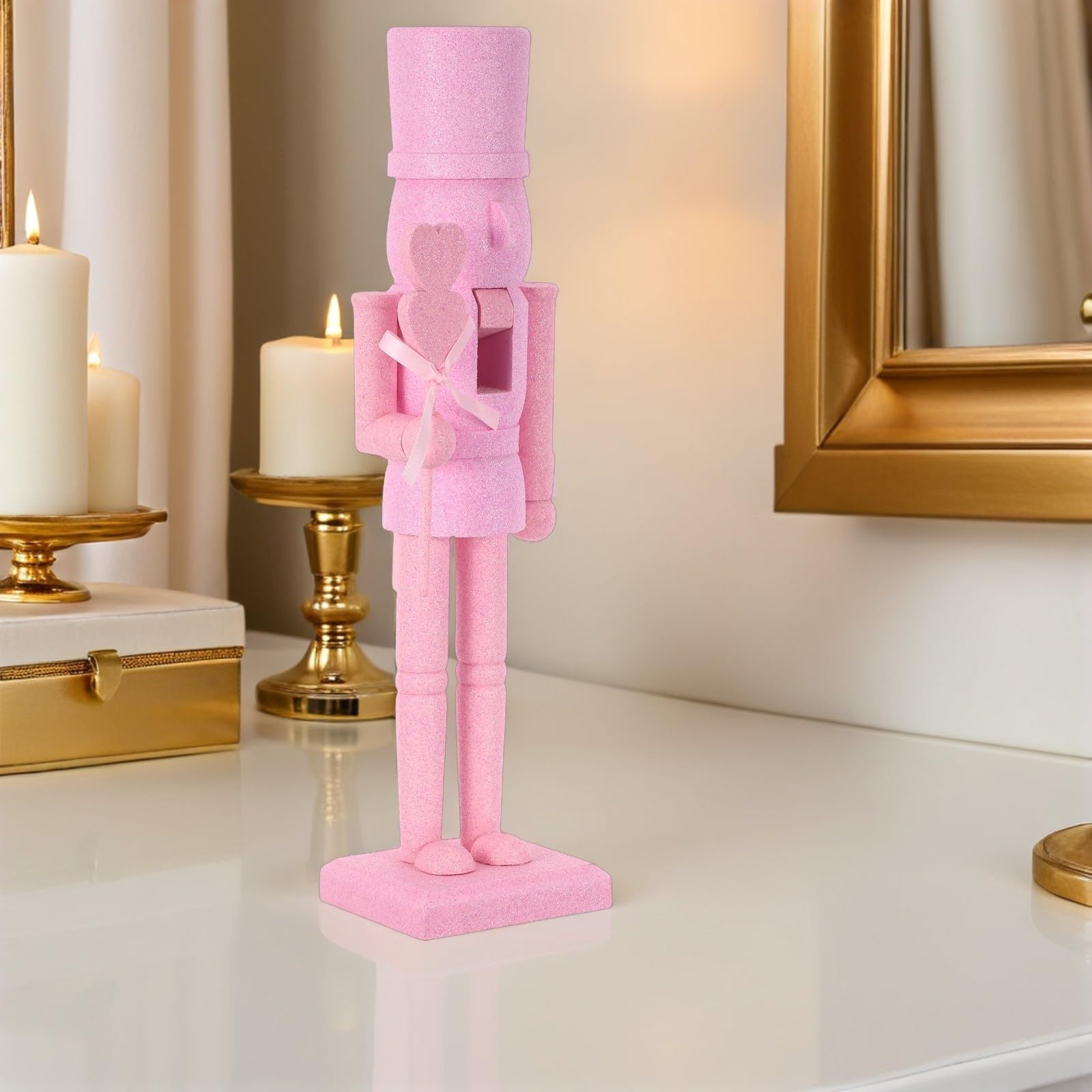 SEWACC Cascanueces de San Valentín de Madera Rosa, Figura de 36 Cm