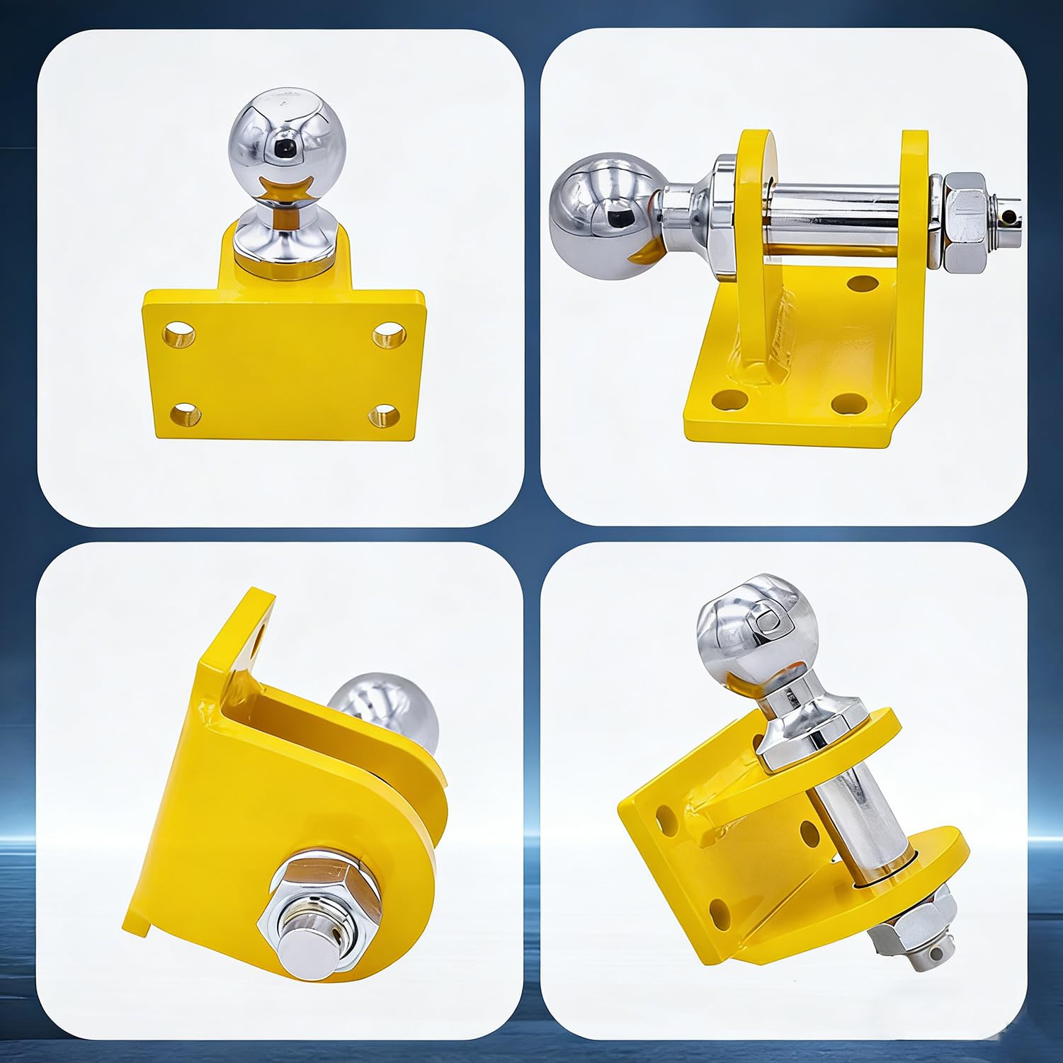 Enganche Remolque,Acoplamiento Mixto,Barra De Remolque Recta De Vástago Largo,Enganche De Remolque con Bola 50mm,para Todos Los Modelos De Vehículos,Cabezal Esférico De 70,8 mm(Amarillo)