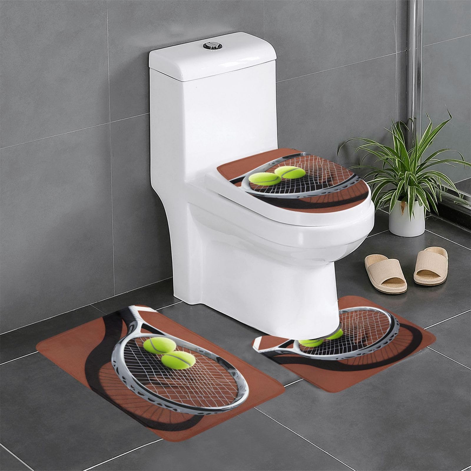 Tapis de bain tennis antidérapants : lot de 3 pour wc et coiffeuse