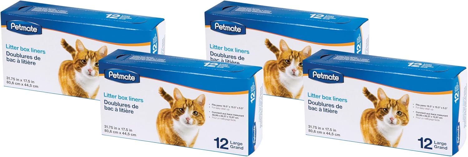 Petmate Large Litter Pan Liners, 12 Count (Pack of 4)