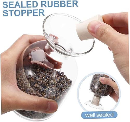 Miniatura 6 de Ciieeo Contenedor de vidrio 8.5 fl oz Botella de muestra redonda de laboratorio de cristalería de exhibición de muestra Botella Soporte de