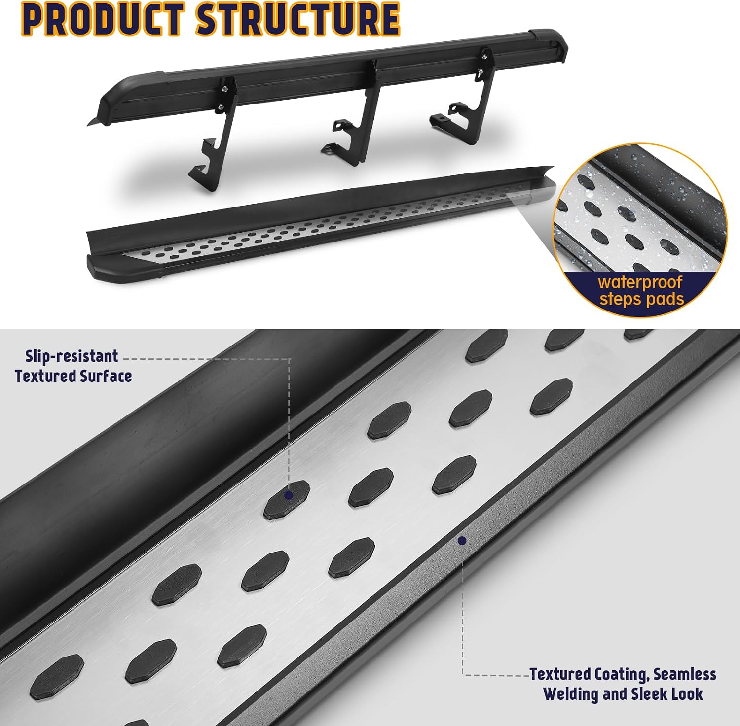 Perfit Liner Running Boards for 2016-2022 Honda Pilot 4 Doors SUV ABS+Aluminum Alloy Side Steps Rails Nerf Bars 6.5"
