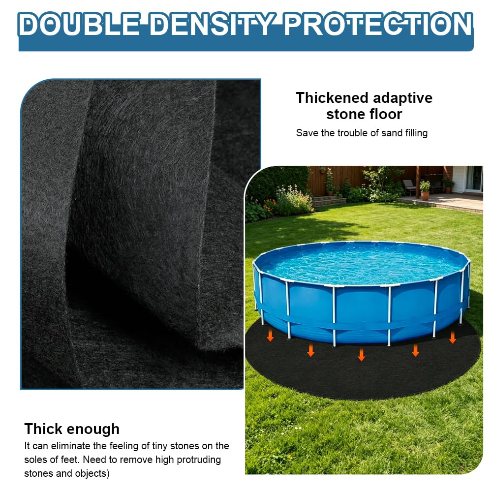 3.7m Tapis sous Piscines Hors Sol Rond, Tapis de Sol Piscine, Antidérapant Pliable Absorbant l'eau, Découpe Simple, Rembourrage sous Piscine, Pliable, pour Baignoires et Piscines Hors Sol