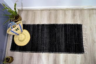 سجادة كليم مصنوعة يدويا من القطن الطبيعي ايجيبت انتيكيكس، مقاس 150 سم × 70 أسود