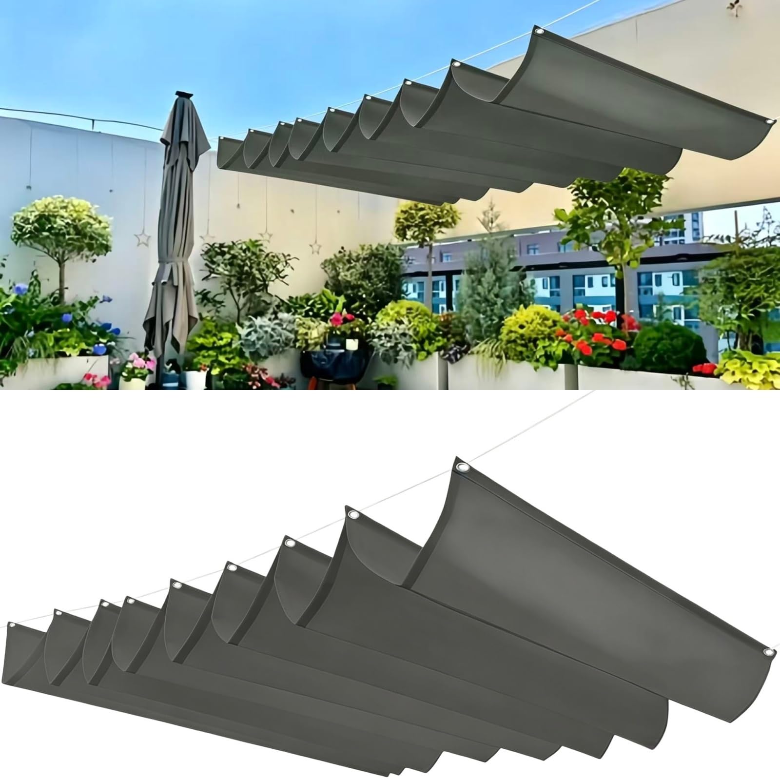 Voile d'ombrage solaire gris clair 140x220 de haute qualité pour balcon et terrasse