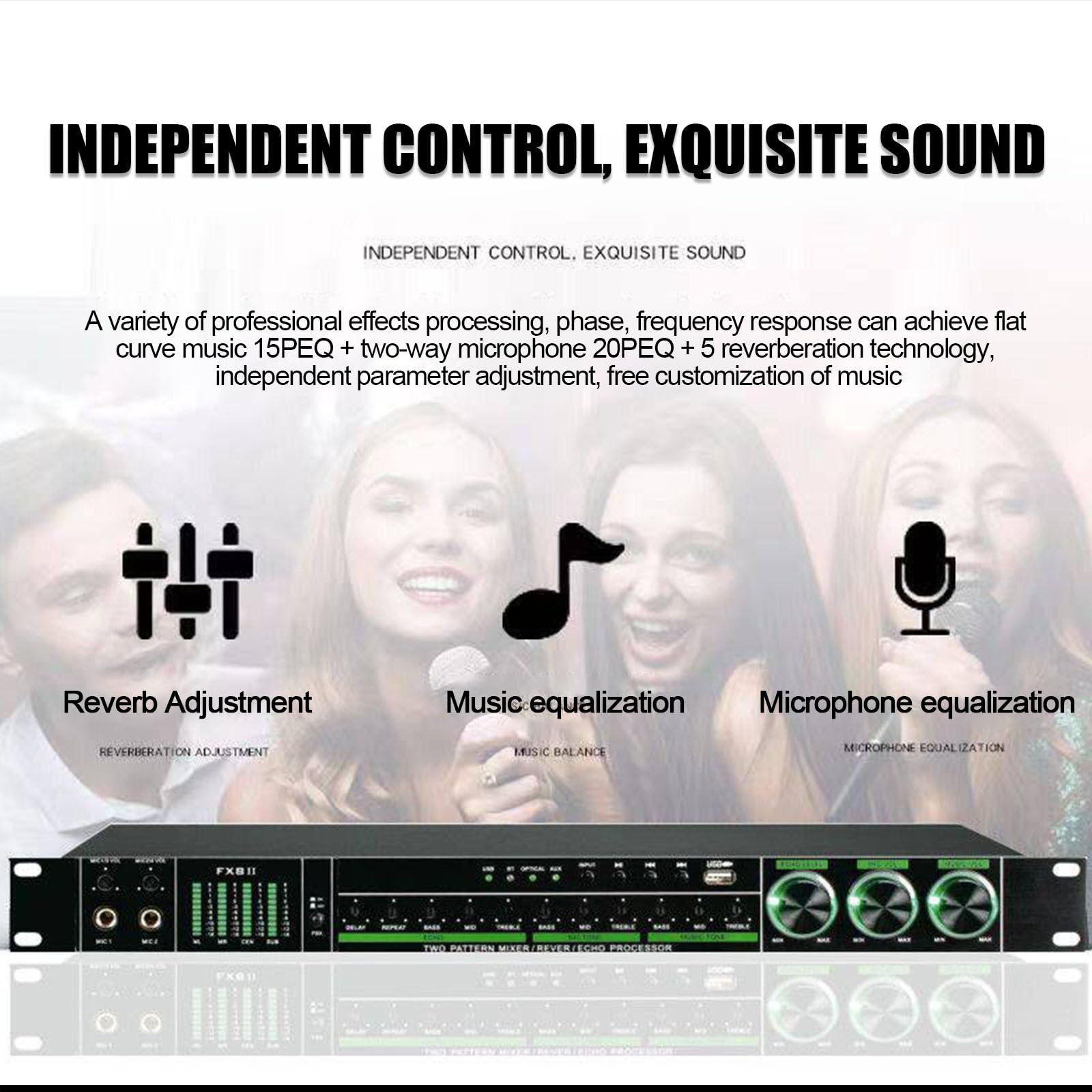 Processore Audio Per Effetti Vocali Professionale Pre-effetto Anti-larsen Con Display Led Metodi Multipli Di Trasmissione Audio Per Karaoke Casa Palco Chiesa black