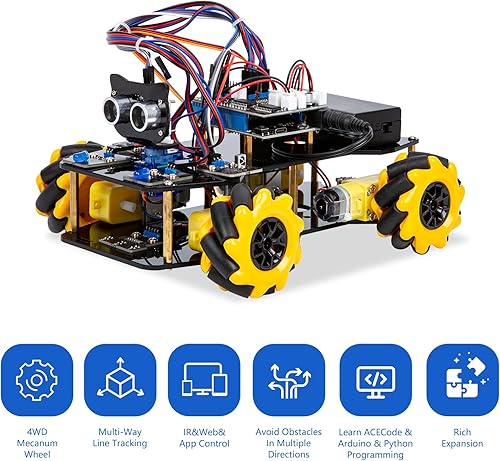 Miniatura 2 de Kit de robot inteligente para automóvil compatible con Arduino, robótica para niños de 8 a 12 años de 12 a 16 años, proyecto de programación