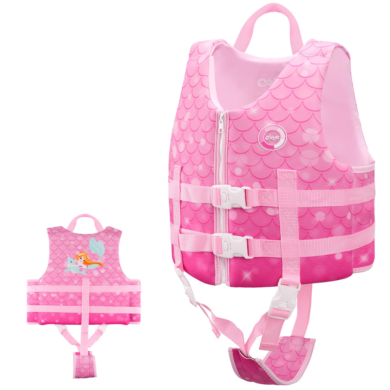 OSHYLE Gilet da nuoto per bambini, giubbotto galleggiante con cinghia di sicurezza, aiuto al galleggiamento