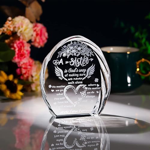 Miniatura 4 de Regalos de cumpleaños para hermanas de hermana de hermana hermano, recuerdos de cristal para mi mejor hermana, regalos de Navidad para mujeres