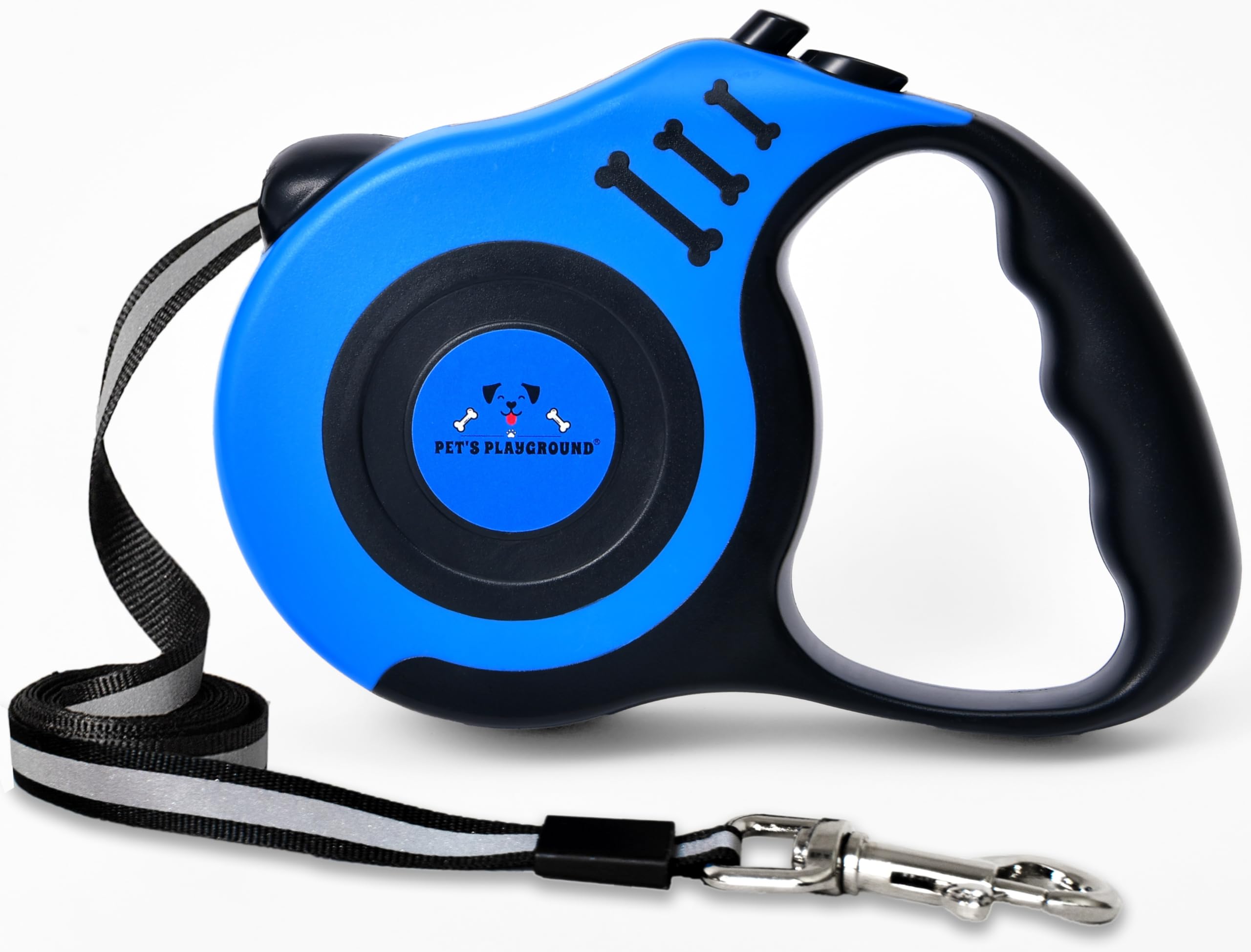 Pet's PlaygroundRetractable Dog Lead For Small Dogs & Puppies | Glow In The Dark Puppy | Heavy Duty Leash | Blue | 5M