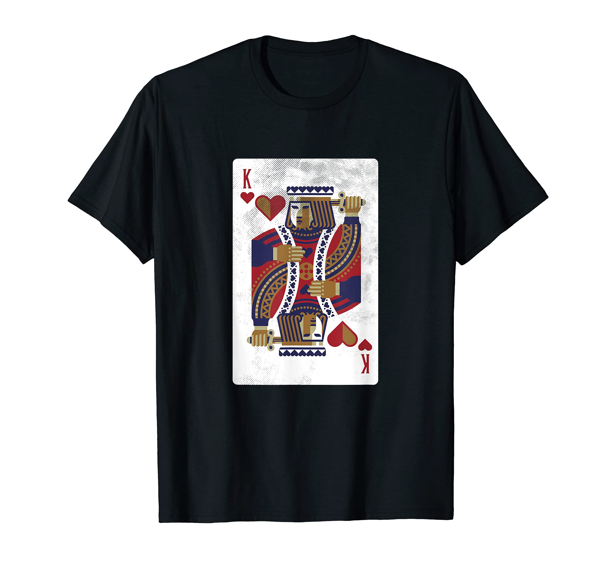 King Of Hearts Card Design Poker Player Funny T-Shirt, Black