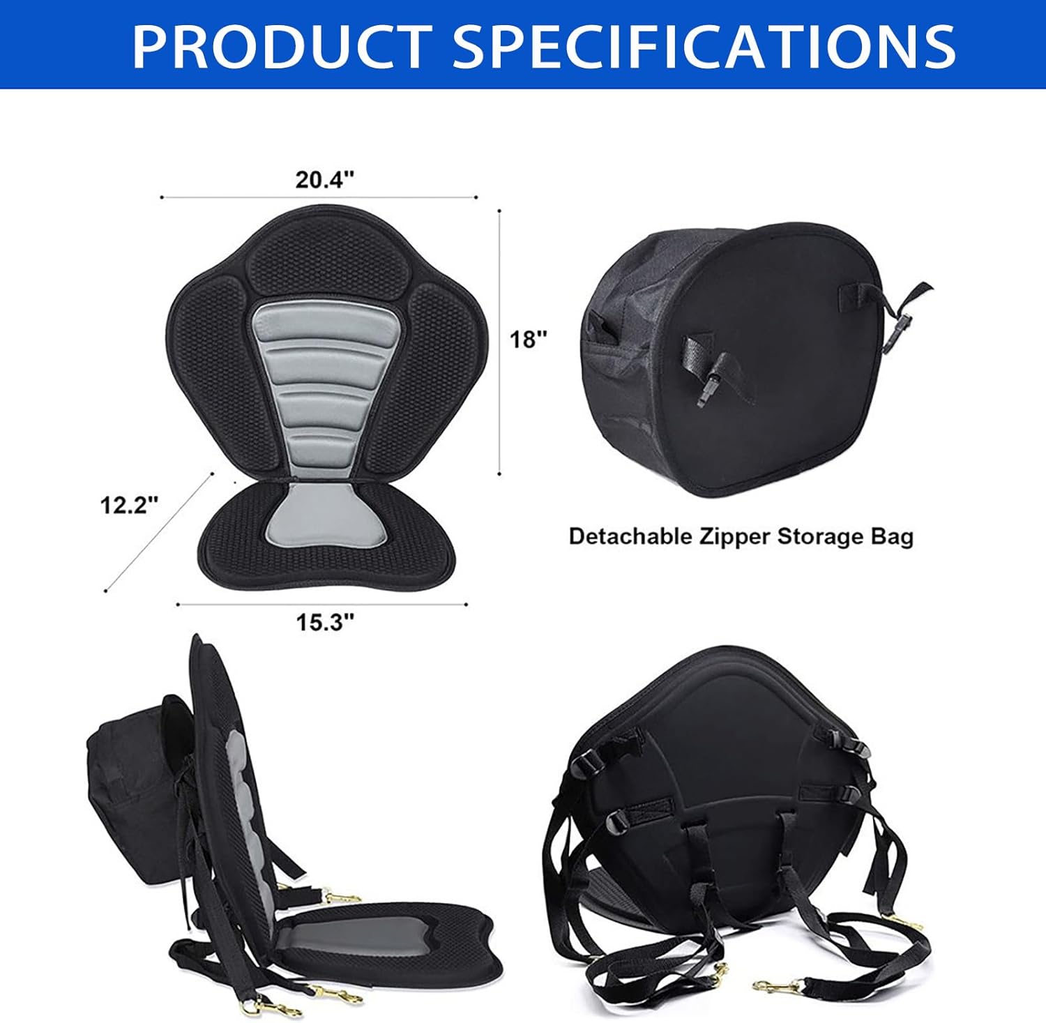 Kayak Seat Backrest Cushion for Lifetime Tamarack Angler 100, with Padded Support, Kayak Seat Back for Sit-On-Top & Fishing Kayaks, Paddle Board Seat Chair