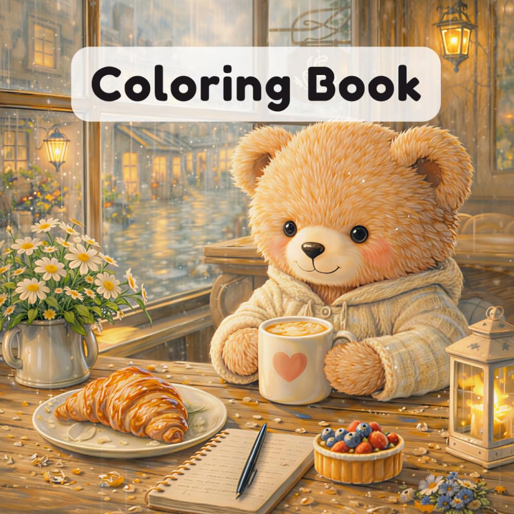 Cozy Teddy Bear Grayscale Coloring Book for Adults: Teddy's Cozy Days Vol. 2