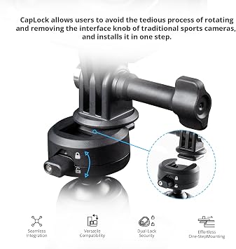 PGYTECH CapLock MantisPod Z Video Vloggingd Tripod DJI OSMO 360/Action 6/Pocket 4/3, Gopro Hero 13/12 için EylemKamera Braketi Insta360 Ace Pro 2/X5, 1/4 inç -20 Diş Adaptörü