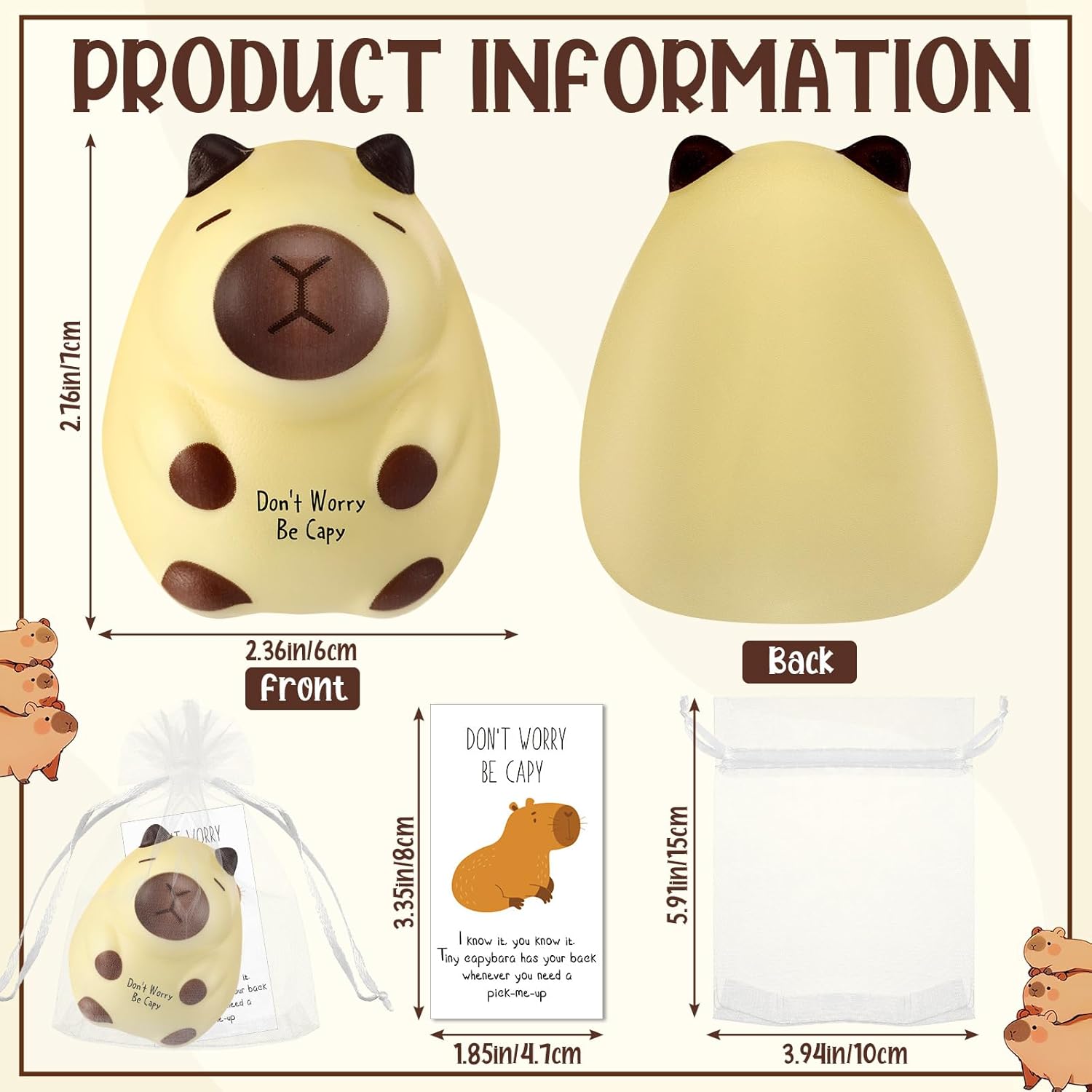 30 Set Funny Capybara Stress Balls Bulk Relief Squeeze Balls Inspirational Stress Reliever Employee Appreciation Gifts for Adult Coworkers Staff Volunteer