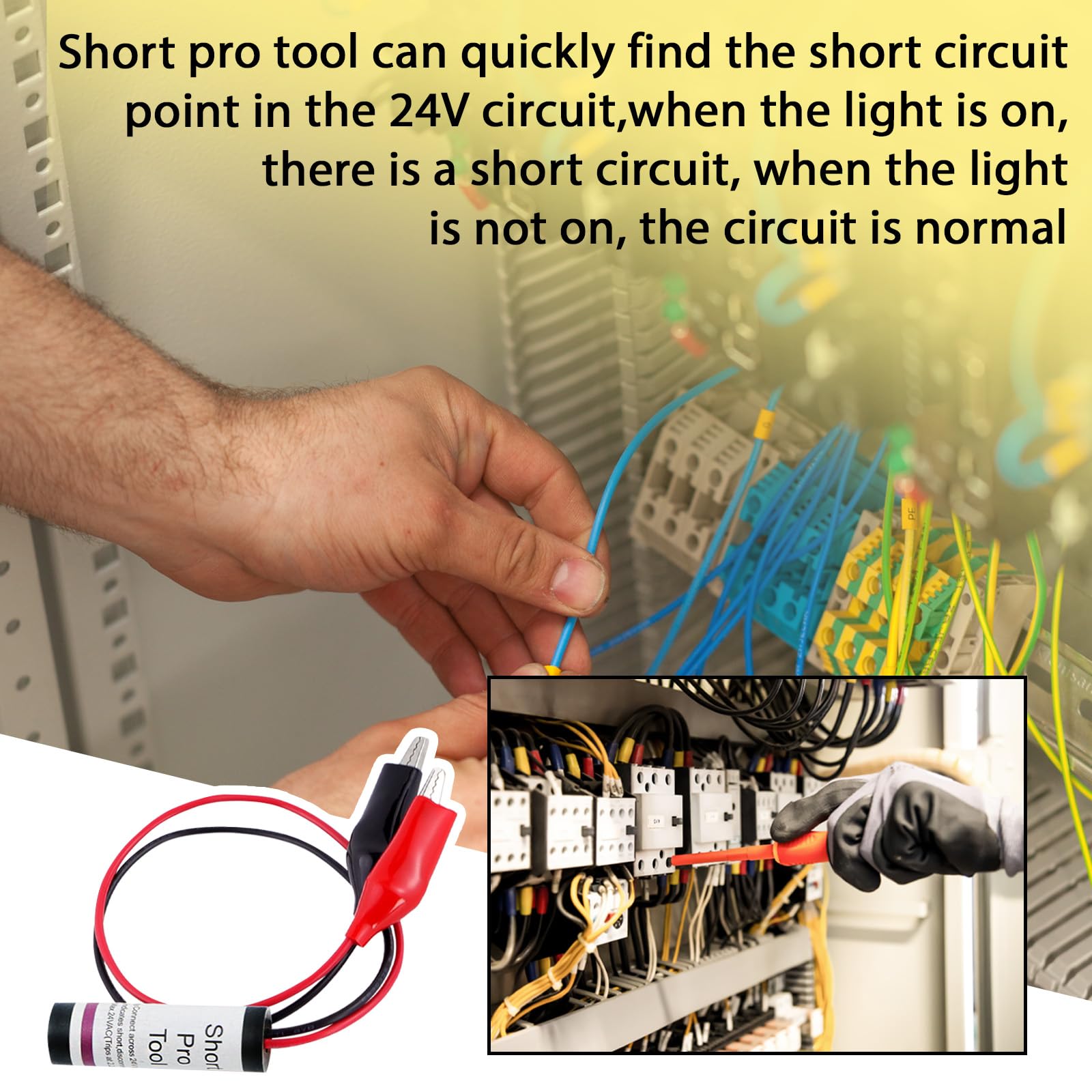 Short Pro Tool – 24 V AC tester zwarć do szybkiego lokalizowania zwarć w ochraniaczu bezpieczników CVC, tester krótkoobwodowy, zestaw bezpieczników z możliwością resetowania w zestawie