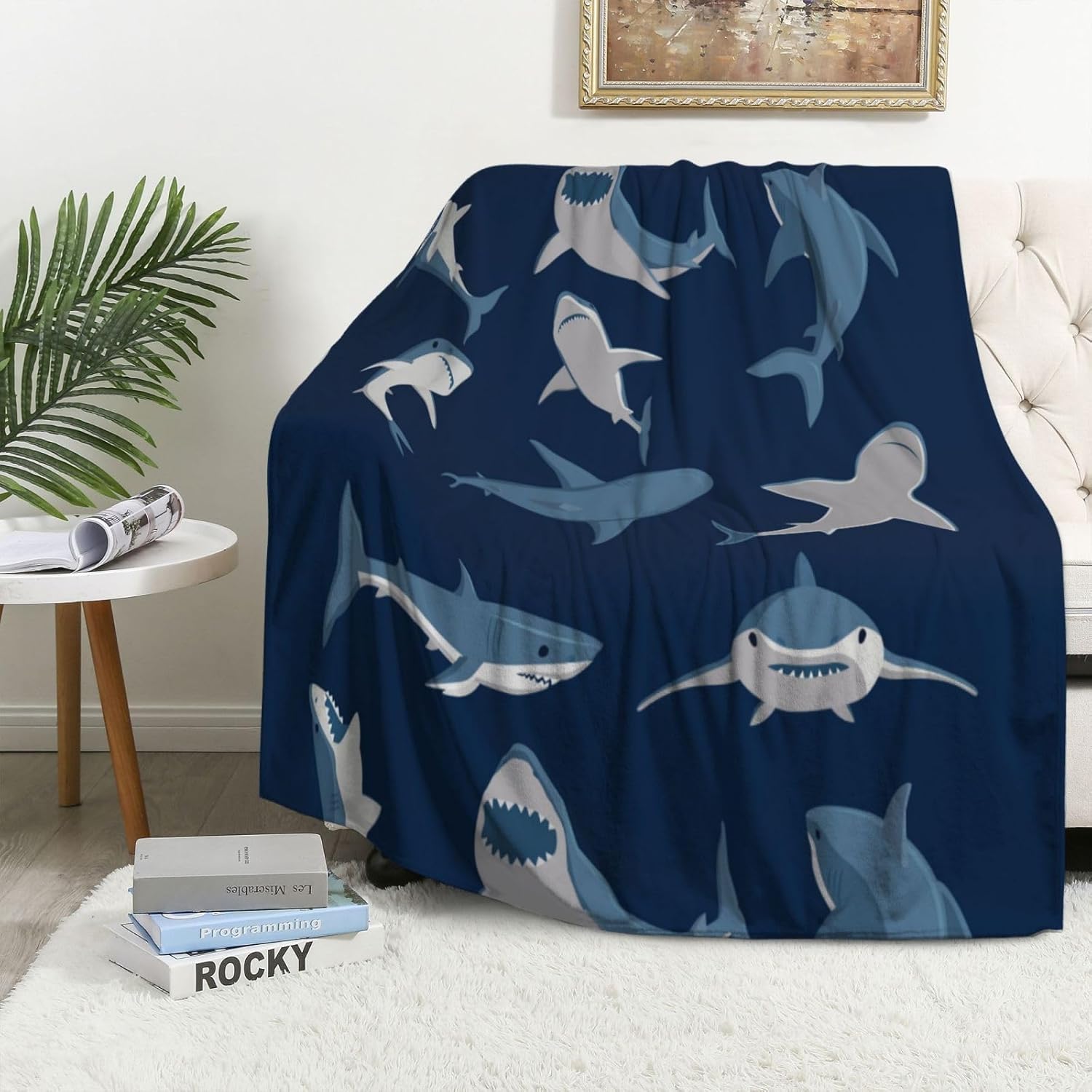 Shark Blanket Soft Warm Throw Blanket for Couch Lightweight Cozy Bed Blankets & Throws for Living Room Decor Gifts for Kids Boys 50"x40" - Image 2