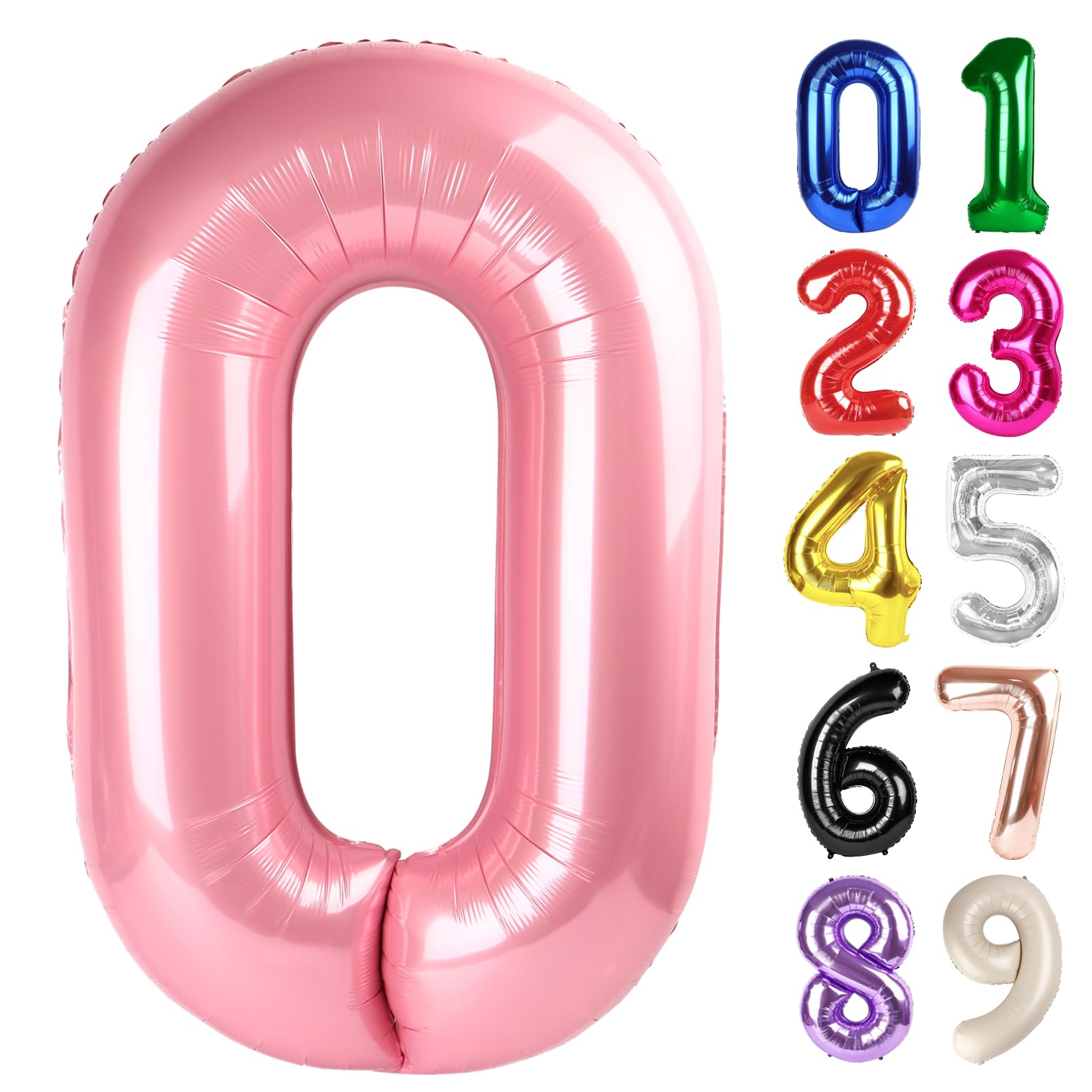 Photo 1 of 0 Balloon - Pearlescent Pink Birthday Number Balloons, 40 Inch Large Foil Balloons for Men Women Boys Girls Pearlescent Pink Themed Birthday Decorations